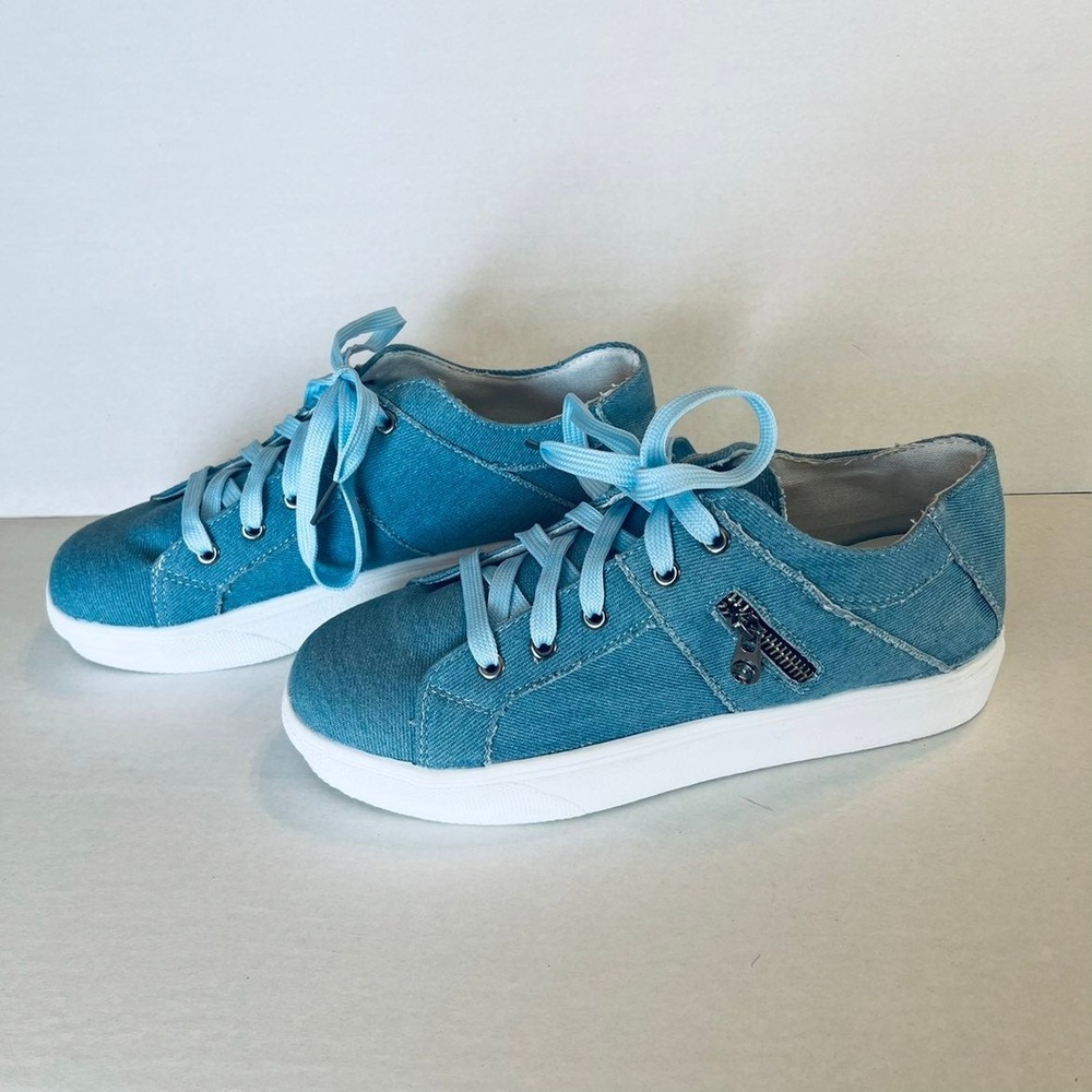 SHEIN Blue Denim Look Canvas Sneaker Tennis Shoe Size 40 US Womens Size 9.5 NWOT